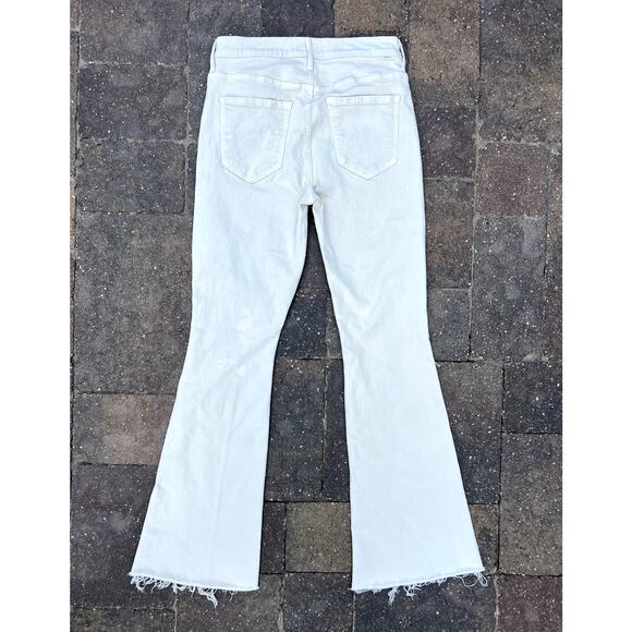 Mother mid rise weekender fray flare mottled cream jeans size 28x31 - Picture 4 of 7